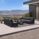 PURPLE LEAF Caesar Open-End Patio Conversation Set with Grey Cushion Pillows and Ottoman for Modern Outdoor Deck