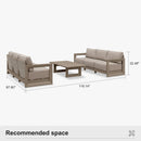 PURPLE LEAF Caesar Open-End Patio Conversation Set with Khaki Cushion Pillows and Ottoman for Modern Outdoor Deck