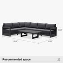 PURPLE LEAF Caesar L-shaped Patio Conversation Set with Grey Cushion Pillows and Ottoman Couch for Backyard Porch