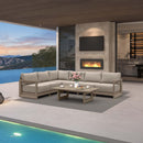 PURPLE LEAF Caesar L-shaped Patio Conversation Set with Khaki Cushion Pillows and Ottoman Couch for Backyard Porch