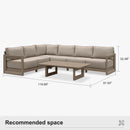 PURPLE LEAF Caesar L-shaped Patio Conversation Set with Khaki Cushion Pillows and Ottoman Couch for Backyard Porch