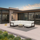 PURPLE LEAF Caesar U-Shaped Patio Conversation Set with Bronze Cushion Pillows and Ottoman Couch for Patio Backyard