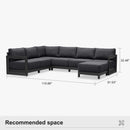 PURPLE LEAF Caesar U-Shaped Patio Conversation Set with Grey Cushion Pillows and Ottoman Couch for Patio Backyard