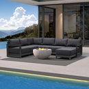 PURPLE LEAF Caesar U-Shaped Patio Conversation Set with Grey Cushion Pillows and Ottoman Couch for Patio Backyard