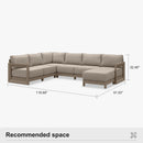 PURPLE LEAF Caesar U-Shaped Patio Conversation Set with Khaki Cushion Pillows and Ottoman Couch for Patio Backyard