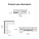 PURPLE LEAF Caesar U-Shaped Patio Conversation Set with Khaki Cushion Pillows and Ottoman Couch for Patio Backyard