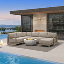 PURPLE LEAF Caesar U-Shaped Patio Conversation Set with Khaki Cushion Pillows and Ottoman Couch for Patio Backyard