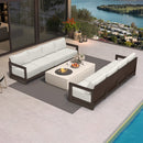 Purple Leaf Caesar aluminum outdoor sectional sofa with fire pit table.