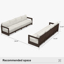 PURPLE LEAF Caesar Open-End Patio Conversation Set with Bronze Cushion Pillows and Ottoman for Modern Outdoor Deck