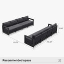 PURPLE LEAF Caesar Open-End Patio Conversation Set with Grey Cushion Pillows and Ottoman for Modern Outdoor Deck