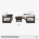 PURPLE LEAF Caesar Open-End Patio Conversation Set with Bronze Cushion Pillows and Ottoman for Modern Outdoor Deck