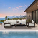 PURPLE LEAF Caesar Open-End Patio Conversation Set with Bronze Cushion Pillows and Ottoman for Modern Outdoor Deck