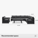 PURPLE LEAF Caesar Open-End Patio Conversation Set with Grey Cushion Pillows and Ottoman for Modern Outdoor Deck