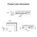 PURPLE LEAF Caesar Open-End Patio Conversation Set with Grey Cushion Pillows and Ottoman for Modern Outdoor Deck