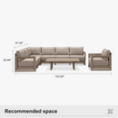 PURPLE LEAF Caesar Open-End Patio Conversation Set with Khaki Cushion Pillows and Ottoman for Modern Outdoor Deck