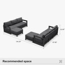 PURPLE LEAF Caesar L-shaped Patio Conversation Set with Grey Cushion Pillows and Ottoman Couch for Backyard Porch