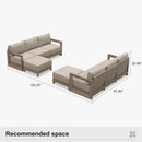 PURPLE LEAF Caesar L-shaped Patio Conversation Set with Khaki Cushion Pillows and Ottoman Couch for Backyard Porch