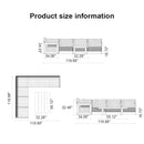 PURPLE LEAF Caesar L-shaped Patio Conversation Set with Bronze Cushion Pillows and Ottoman Couch for Backyard Porch