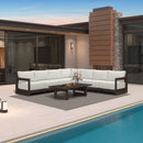 PURPLE LEAF Caesar L-shaped Patio Conversation Set with Bronze Cushion Pillows and Ottoman Couch for Backyard Porch
