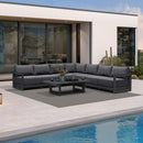 PURPLE LEAF Caesar L-shaped Patio Conversation Set with Grey Cushion Pillows and Ottoman Couch for Backyard Porch
