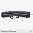 PURPLE LEAF Caesar L-shaped Patio Conversation Set with Grey Cushion Pillows and Ottoman Couch for Backyard Porch