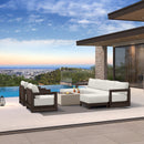 PURPLE LEAF Caesar Enclosed Patio Conversation Set with Bronze Cushion Pillows and Ottoman for Porch Garden