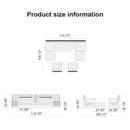 PURPLE LEAF Caesar Enclosed Patio Conversation Set with Grey Cushion Pillows and Ottoman for Porch Garden