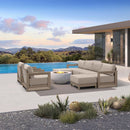 PURPLE LEAF Caesar Enclosed Patio Conversation Set with Khaki Cushion Pillows and Ottoman for Porch Garden