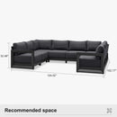 PURPLE LEAF Caesar U-Shaped Patio Conversation Set with Grey Cushion Pillows and Ottoman Couch for Patio Backyard