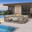 PURPLE LEAF Caesar U-Shaped Patio Conversation Set with Khaki Cushion Pillows and Ottoman Couch for Patio Backyard