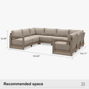 PURPLE LEAF Caesar U-Shaped Patio Conversation Set with Khaki Cushion Pillows and Ottoman Couch for Patio Backyard