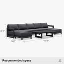 PURPLE LEAF Caesar U-Shaped Patio Conversation Set with Grey Cushion Pillows and Ottoman Couch for Patio Backyard