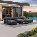 PURPLE LEAF Caesar U-Shaped Patio Conversation Set with Grey Cushion Pillows and Ottoman Couch for Patio Backyard