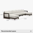 PURPLE LEAF Caesar U-Shaped Patio Conversation Set with Bronze Cushion Pillows and Ottoman Couch for Patio Backyard