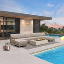 PURPLE LEAF Caesar U-Shaped Patio Conversation Set with Khaki Cushion Pillows and Ottoman Couch for Patio Backyard