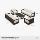 PURPLE LEAF Caesar Enclosed Patio Conversation Set with Bronze Cushion Pillows and Ottoman for Porch Garden