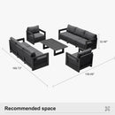 PURPLE LEAF Caesar Enclosed Patio Conversation Set with Grey Cushion Pillows and Ottoman for Porch Garden