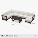 PURPLE LEAF Caesar U-Shaped Patio Conversation Set with Bronze Cushion Pillows and Ottoman Couch for Patio Backyard