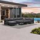 PURPLE LEAF Caesar U-Shaped Patio Conversation Set with Grey Cushion Pillows and Ottoman Couch for Patio Backyard
