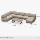 PURPLE LEAF Caesar U-Shaped Patio Conversation Set with Khaki Cushion Pillows and Ottoman Couch for Patio Backyard