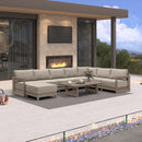 PURPLE LEAF Caesar U-Shaped Patio Conversation Set with Khaki Cushion Pillows and Ottoman Couch for Patio Backyard