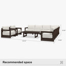 PURPLE LEAF Caesar Open-End Patio Conversation Set with Bronze Cushion Pillows and Ottoman for Modern Outdoor Deck
