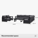 PURPLE LEAF Caesar Open-End Patio Conversation Set with Grey Cushion Pillows and Ottoman for Modern Outdoor Deck