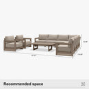 PURPLE LEAF Caesar Open-End Patio Conversation Set with Khaki Cushion Pillows and Ottoman for Modern Outdoor Deck