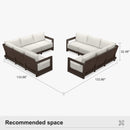 PURPLE LEAF Caesar L-shaped Patio Conversation Set with Bronze Cushion Pillows and Ottoman Couch for Backyard Porch