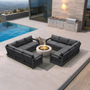 PURPLE LEAF Caesar L-shaped Patio Conversation Set with Grey Cushion Pillows and Ottoman Couch for Backyard Porch