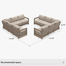 PURPLE LEAF Caesar L-shaped Patio Conversation Set with Khaki Cushion Pillows and Ottoman Couch for Backyard Porch