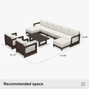 PURPLE LEAF Caesar Enclosed Patio Conversation Set with Bronze Cushion Pillows and Ottoman for Porch Garden