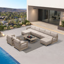 PURPLE LEAF Caesar Enclosed Patio Conversation Set with Khaki Cushion Pillows and Ottoman for Porch Garden