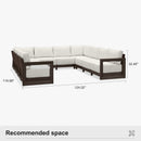 PURPLE LEAF Caesar U-Shaped Patio Conversation Set with Bronze Cushion Pillows and Ottoman Couch for Patio Backyard